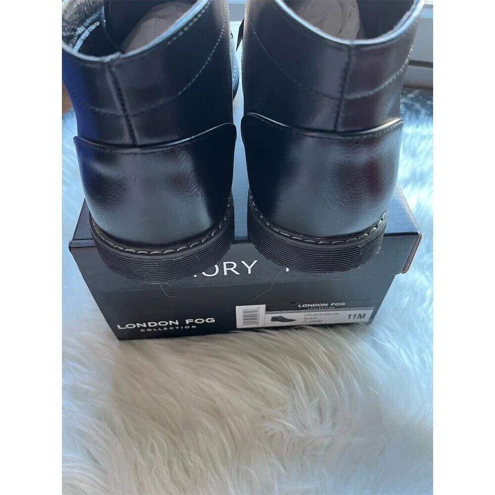 🆕London Fog Men's Chukka Boots Black Lace-Up Memory Foam Size 11M